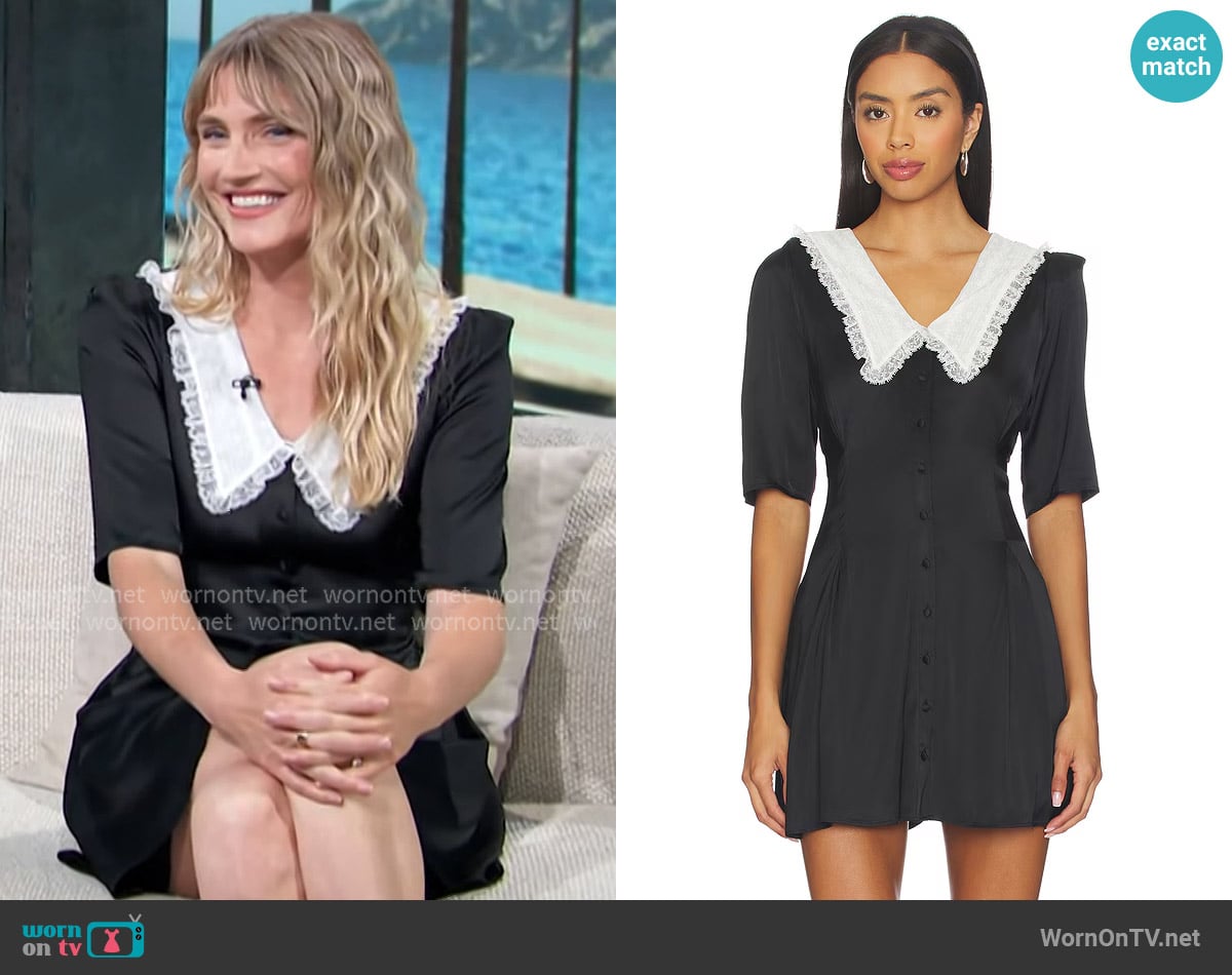 Lauren’s black satin dress on Access Hollywood