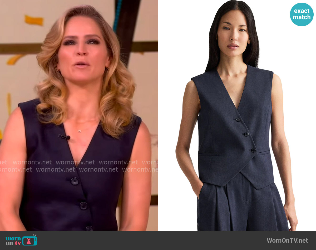 TWP Tyler Navy Linen Twill Vest worn by Sara Haines on The View