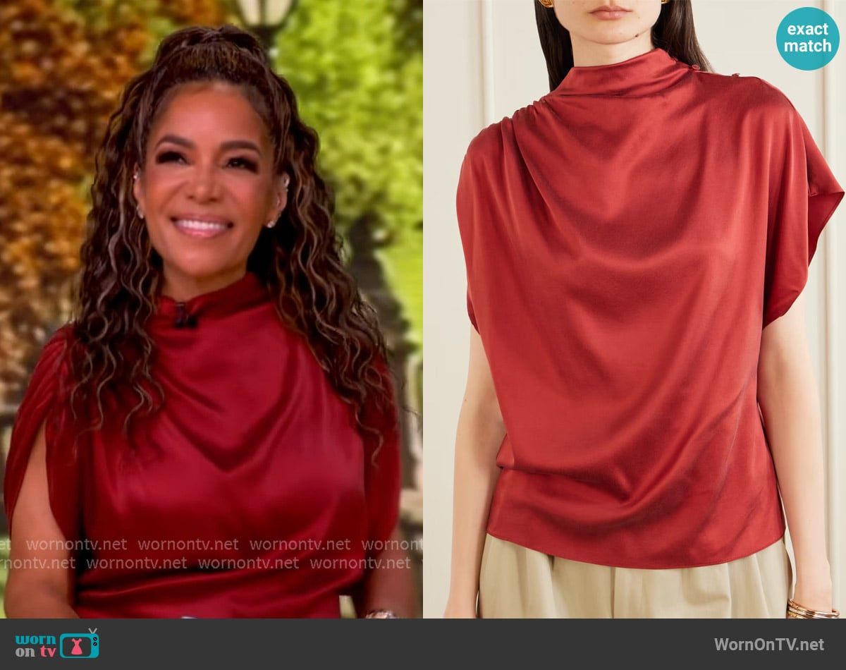 TWP Wish You Would Draped Silk-Blend Top worn by Sunny Hostin on The View