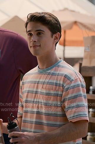 Tyler’s orange striped tee on Sweet Magnolias