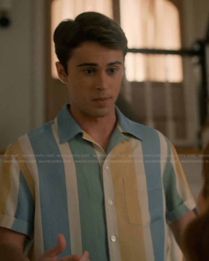 Tyler’s pastel striped shirt on Sweet Magnolias