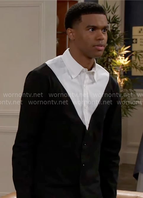 Tyrell’s black and white colorblock shirt on Beyond the Gates