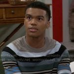 Tyrell's blue striped sweater on Beyond the Gates