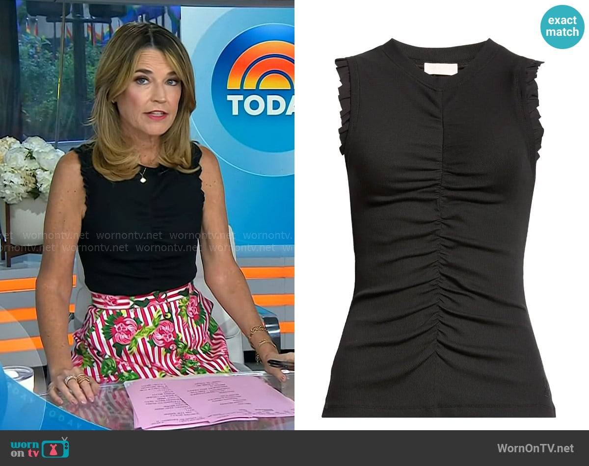 Ulla Johnson Kyla Top in Noir worn by Savannah Guthrie on Today