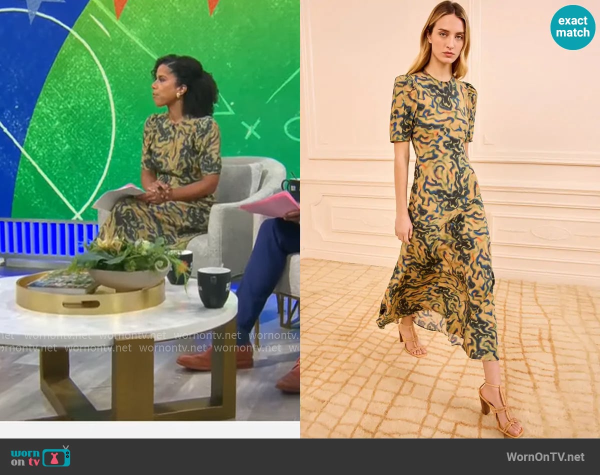 Ulla Johnson Samar Silk Dress in Geode worn by Adriana Diaz on CBS Mornings