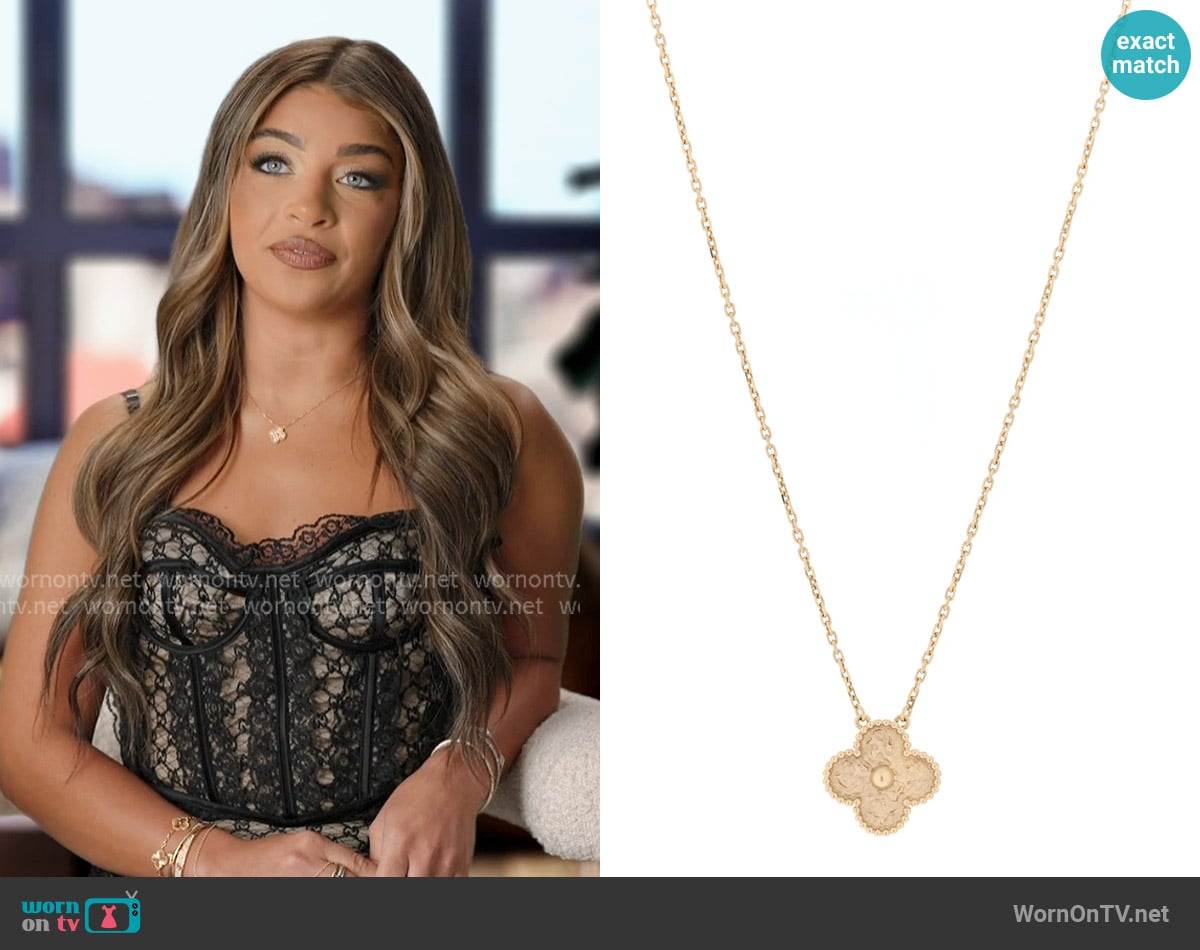 Van Cleef and Arpels 18K Yellow Gold Vintage Alhambra Pendant Necklace worn by Gia Giudice on Next Gen NYC