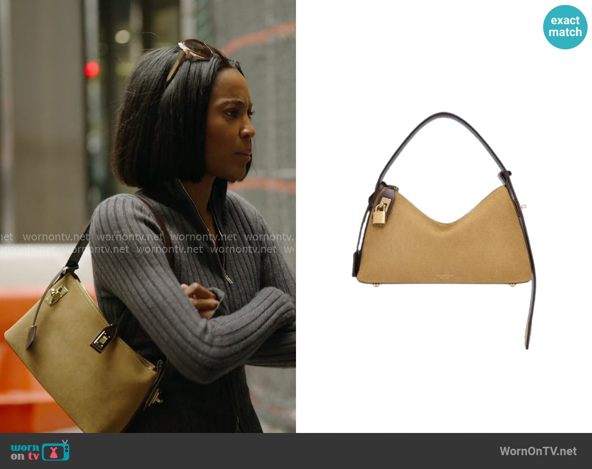 Verafied Suede Hobo Bag in Gold worn by  on In The City