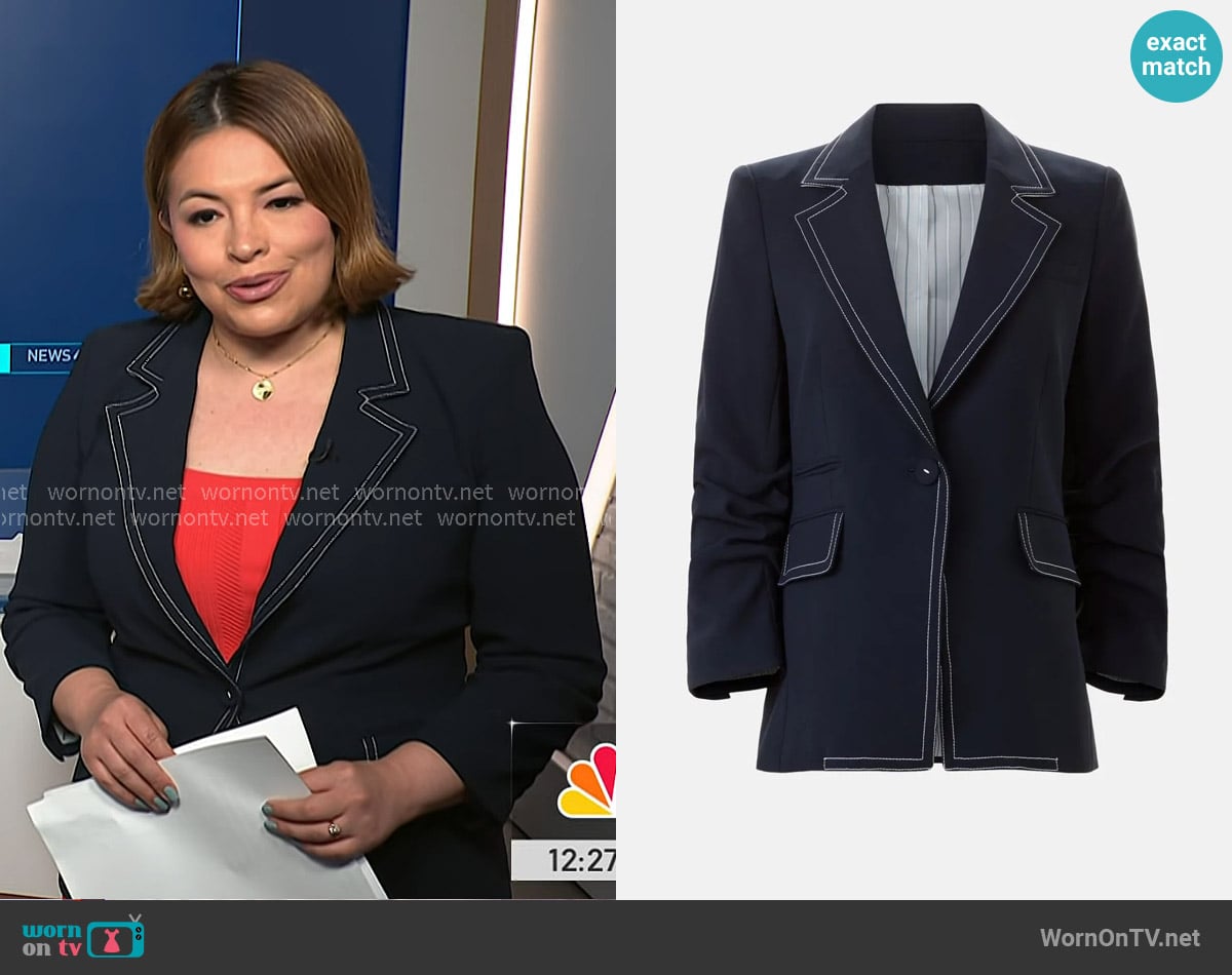 Veronica Beard Battista Dickey Jacket in Navy worn by Gilma Avalos on NBC News Daily