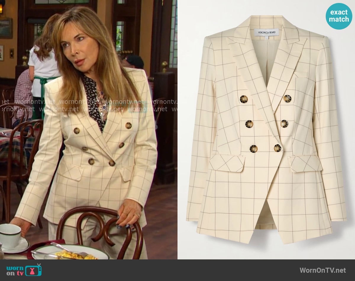 Veronica Beard Charleston Dickey Jacket in Ecru Deep Ochre worn by Kate Roberts (Lauren Koslow) on Days of our Lives