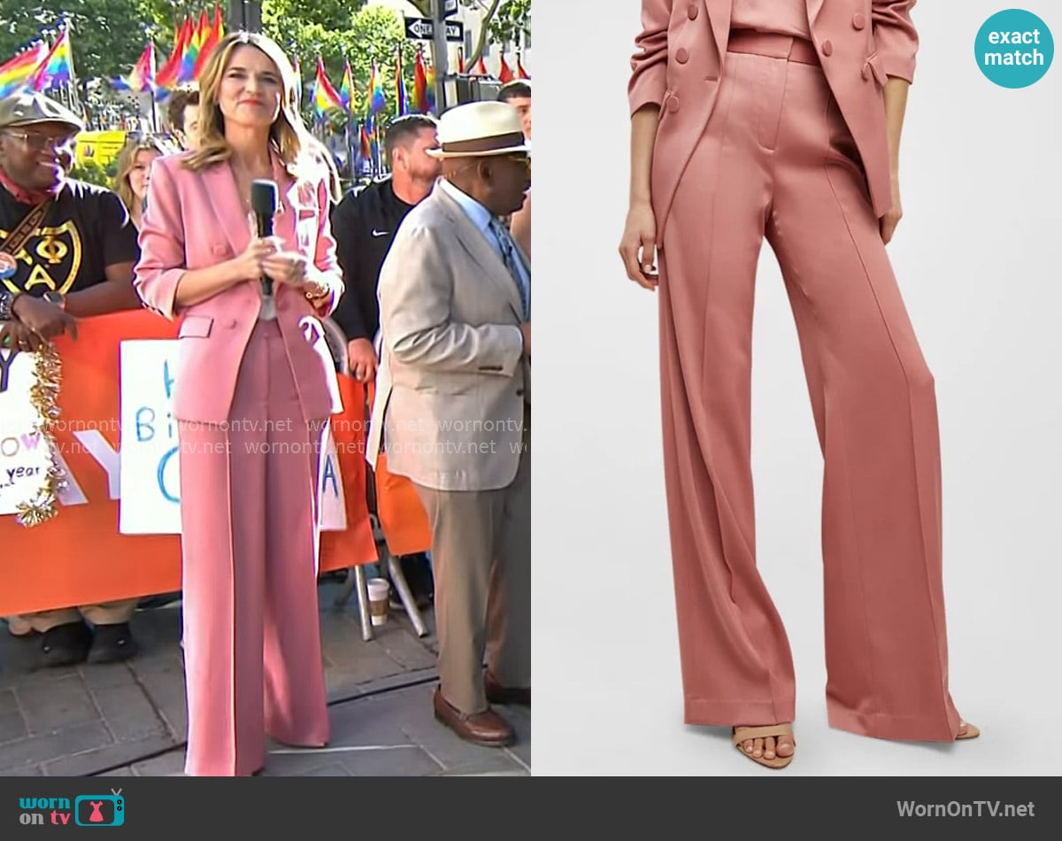 Veronica Beard Edia Satin Pants worn by Savannah Guthrie on Today