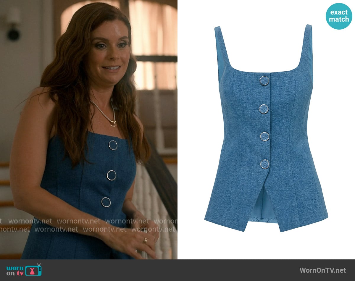 Veronica Beard Liana Tailored Stretch-Cotton Top worn by Maddie Townsend (JoAnna Garcia Swisher) on Sweet Magnolias