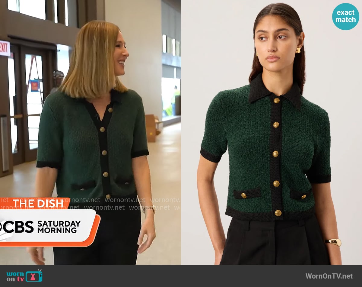 Veronica Beard Marie Cardigan worn by Jackie Kostek on CBS Mornings