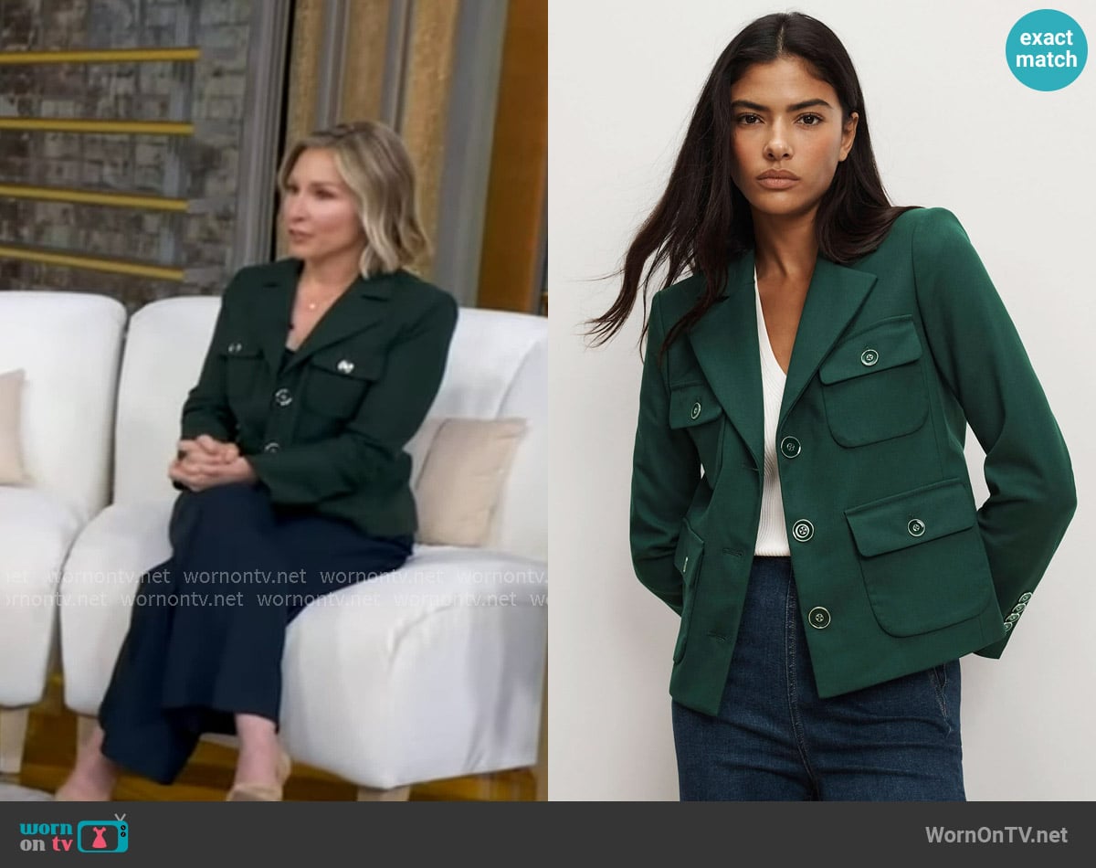 Veronica Beard Schuyler Tailored Utility Jacket in Dark Hunter Green worn by Dr. Gillian Goddard on Good Morning America