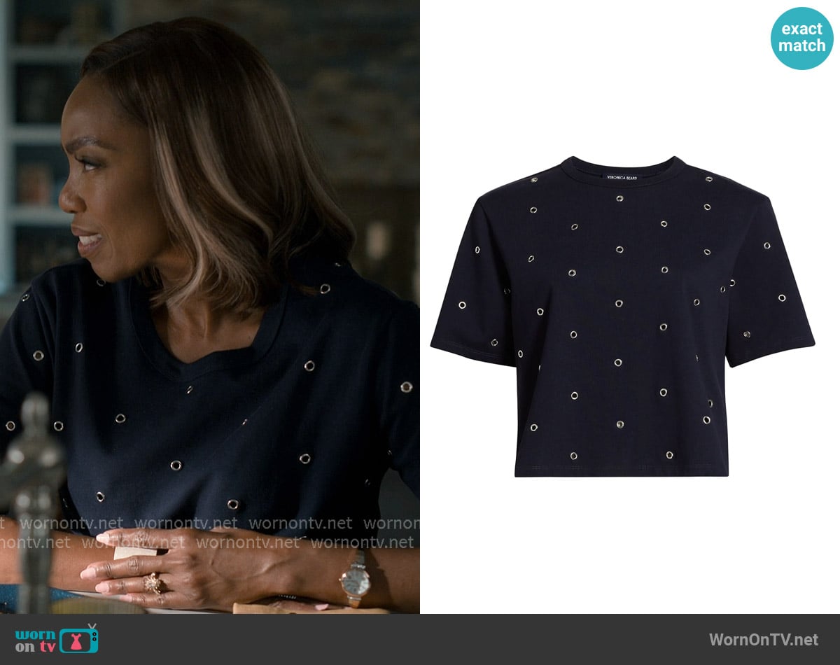 Veronica Beard Sebastian Studded Cotton Top worn by Helen Decatur (Heather Headley) on Sweet Magnolias