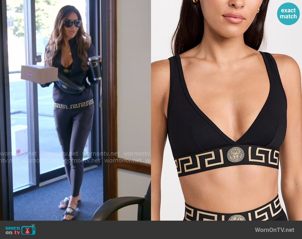 Versace Greca Border Bralette worn by Rulla Nehme Pontarelli on The Real Housewives of Rhode Island