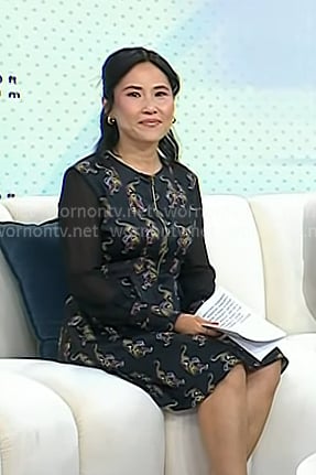 Vicky’s black tiger print dress on Today