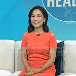 Vicky’s coral cold-shoulder sheath dress on Today