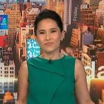 Vicky's green ruffled sleeveless top on NBC News Daily
