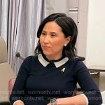 Vicky’s navy collar print sweater on Today