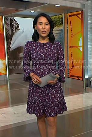 Vicky’s purple floral ruffle dress on NBC News Daily