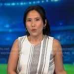 Vicky's white and grey striped top and skirt on NBC News Daily