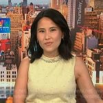 Vicky's yellow pearl embellished top on NBC News Daily