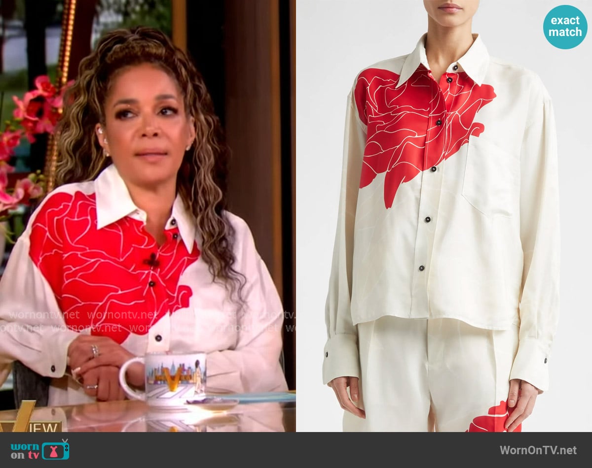 Sunny’s white floral button down shirt on The View