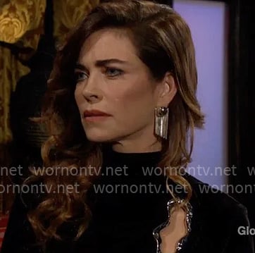 Victoria’s black velvet dress with cutout on The Young and the Restless