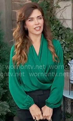 Victoria’s green wrap blouse on The Young and the Restless