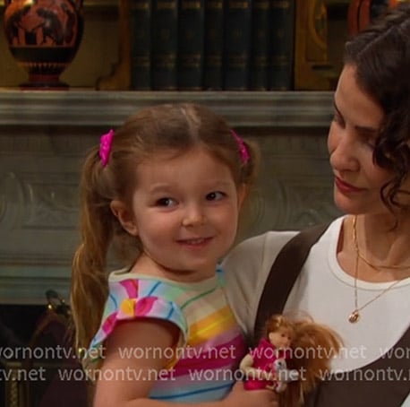 Victoria’s striped ruffle tee on Days of our Lives