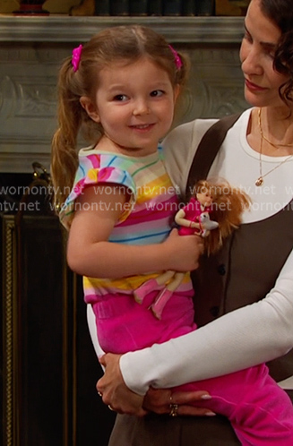 Victoria’s striped ruffle tee on Days of our Lives