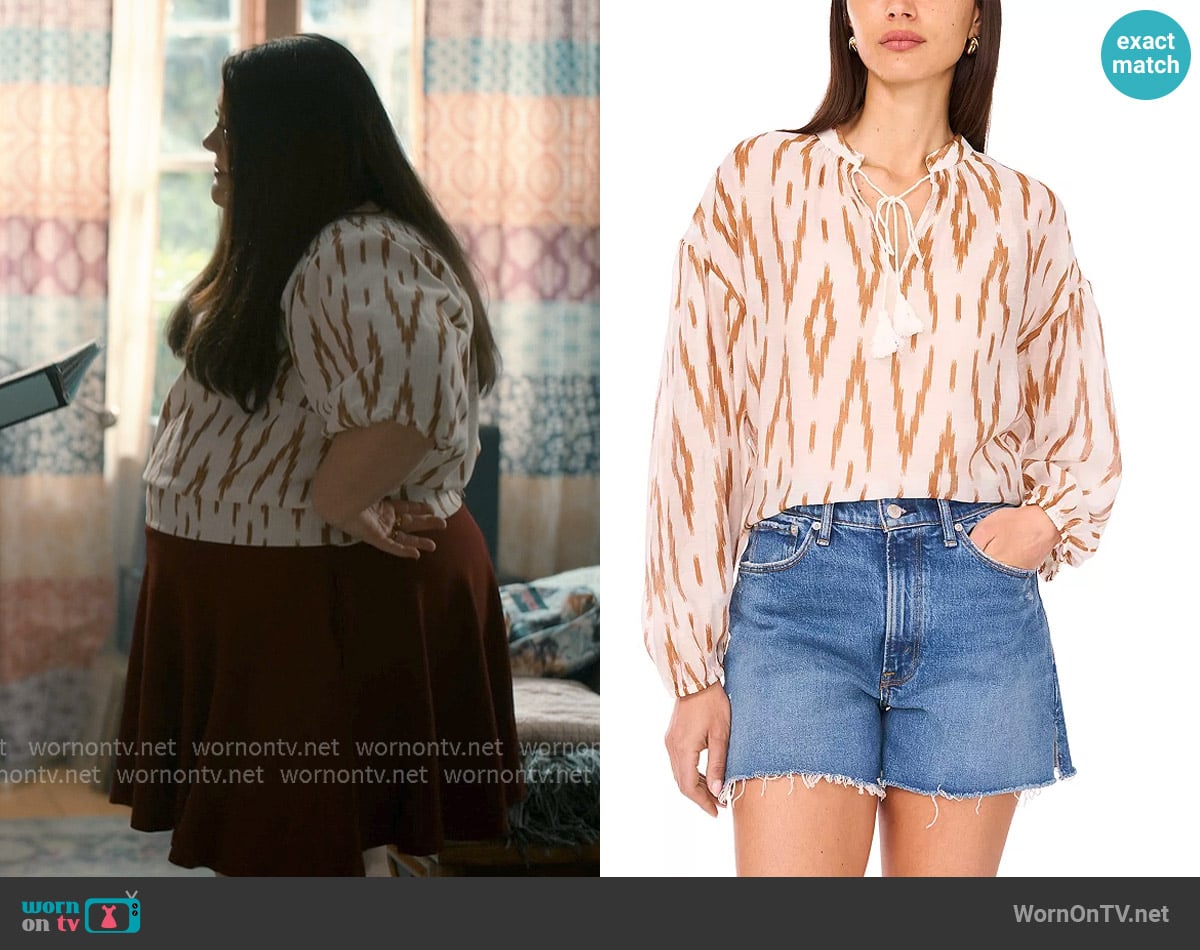 Vince Camuto Tasseled Tie Neck Top worn by Dana Sue Sullivan (Brooke Elliott) on Sweet Magnolias