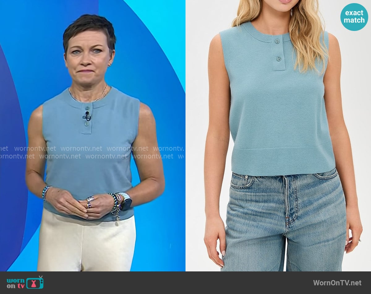 Vince Wool-Blend Henley Shel in sky steel worn by Stephanie Gosk on Today