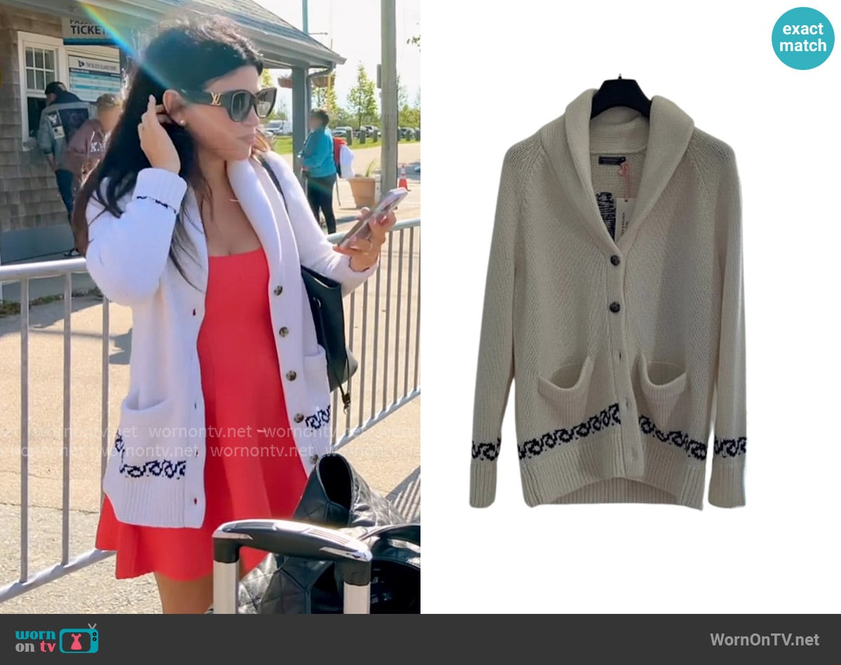 Vineyard Vines Intarsia sailboat cardigan worn by Rosie DiMare on The Real Housewives of Rhode Island