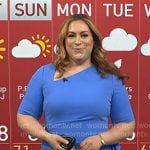 Violeta's blue asymmetric neck ruffle sheath dress on NBC News Daily