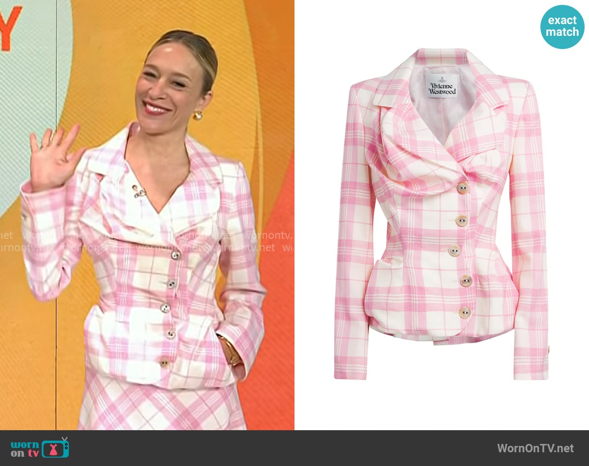 Chloe Sevigny’s pink plaid blazer on Today