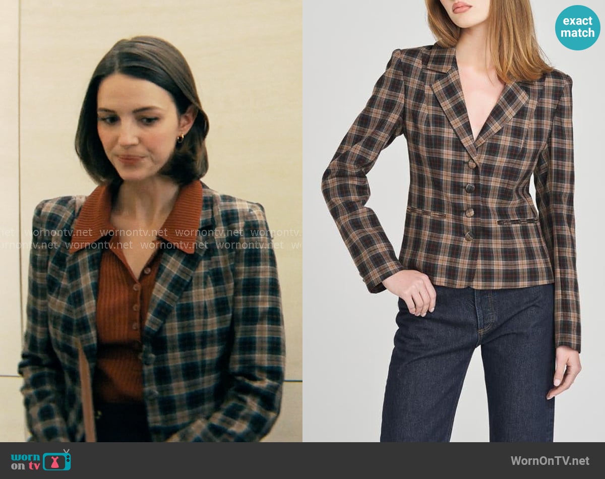 WAYF Darby Plaid Blazer worn by AJ Pascarelli (Ella Hunt) on Not Suitable For Work