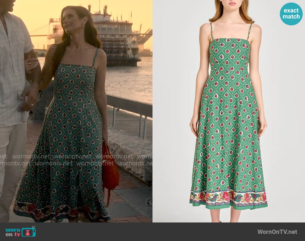 WayF Josefina Scarf Print Linen Blend Midi Dress worn by Maddie Townsend (JoAnna Garcia Swisher) on Sweet Magnolias