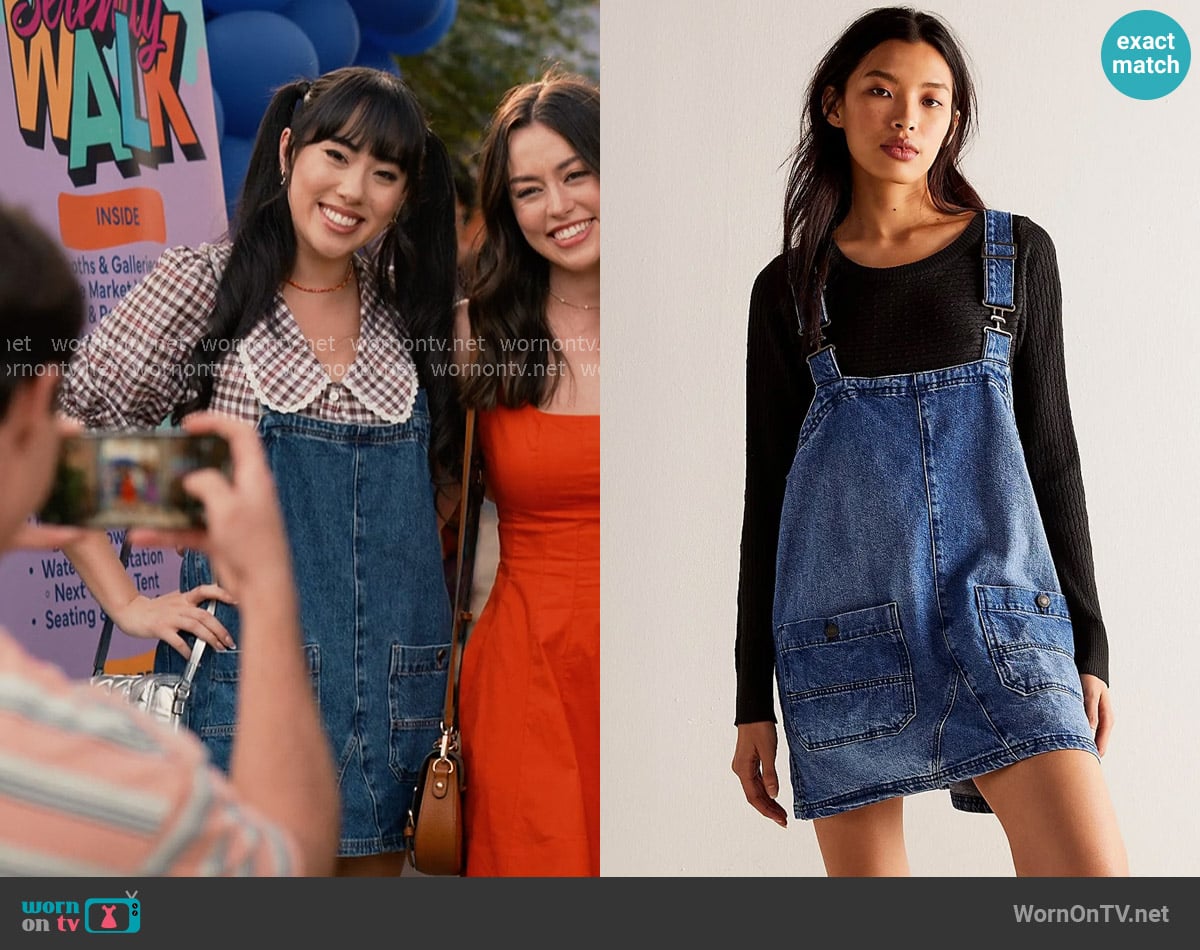 We The Free Overall Smock Mini Dress worn by Lily Song (Artemis) on Sweet Magnolias