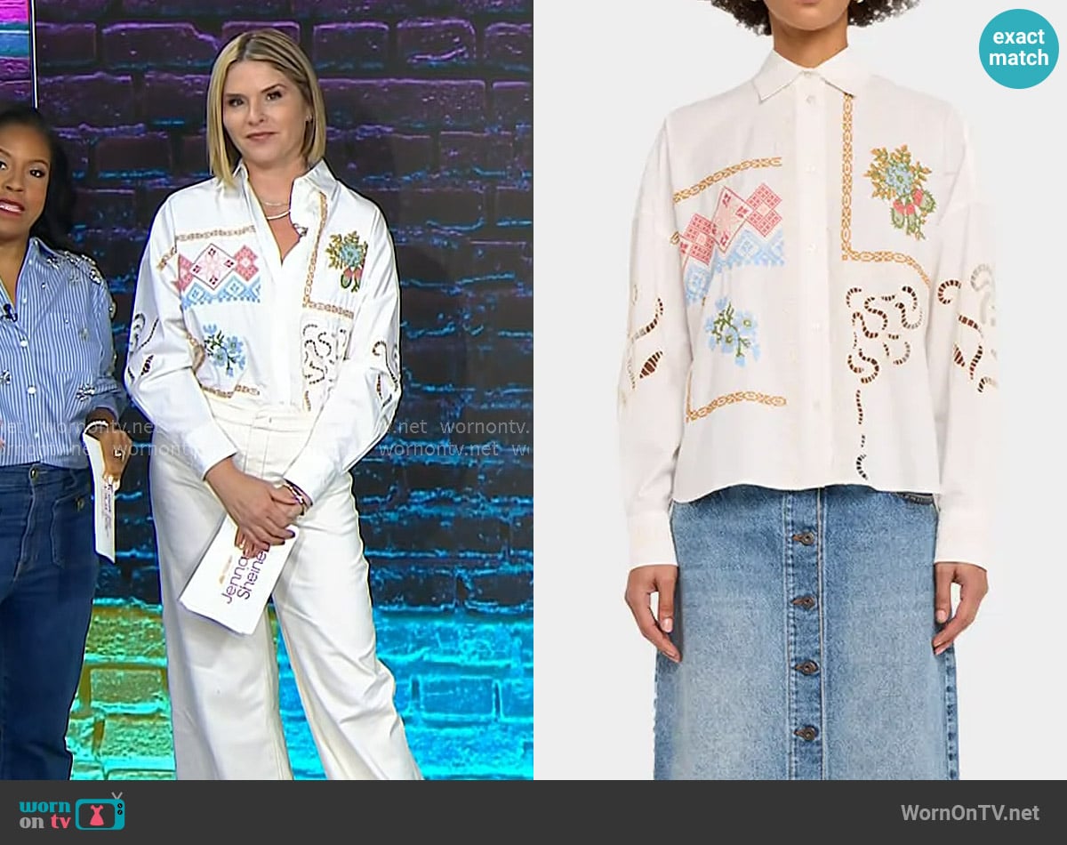 Jenna’s white embroidered shirt on Today Jenna’s white embroidered shirt on Today