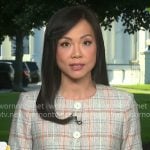 Weijia Jiang’s plaid short-sleeve jacket on CBS Mornings