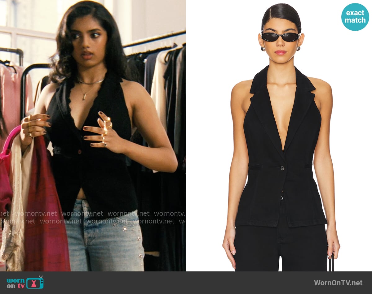 WeWoreWhat Denim Vest worn by Abhinaya Chilukuri (Avantika) on Not Suitable For Work