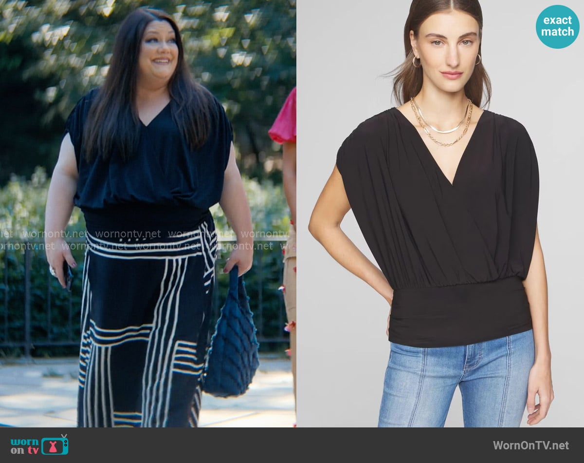 White House Black Market Matte Jersey Banded Bottom Top worn by Dana Sue Sullivan (Brooke Elliott) on Sweet Magnolias