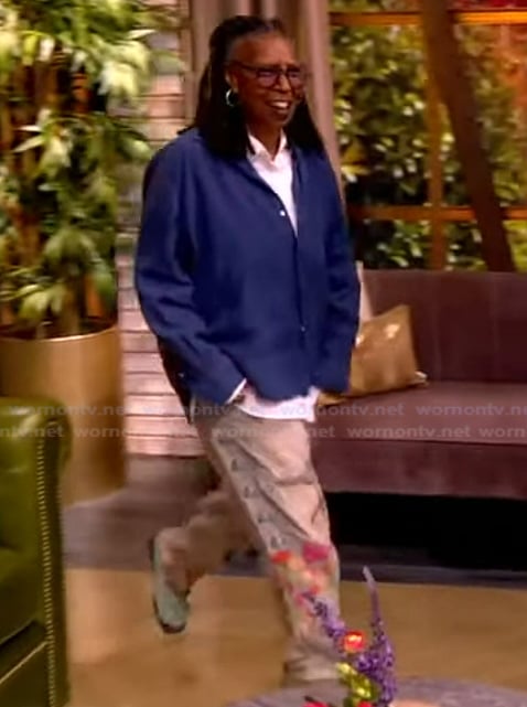 Whoopi’s floral embroidered jeans on The View