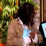 Whoopi’s metallic mixed print blouse on The View