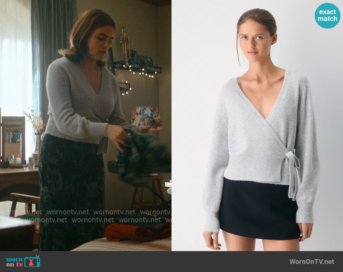 Wilfred Cassidy Wrap Sweater worn by Hannah Wells (Ella Bright) on Off Campus