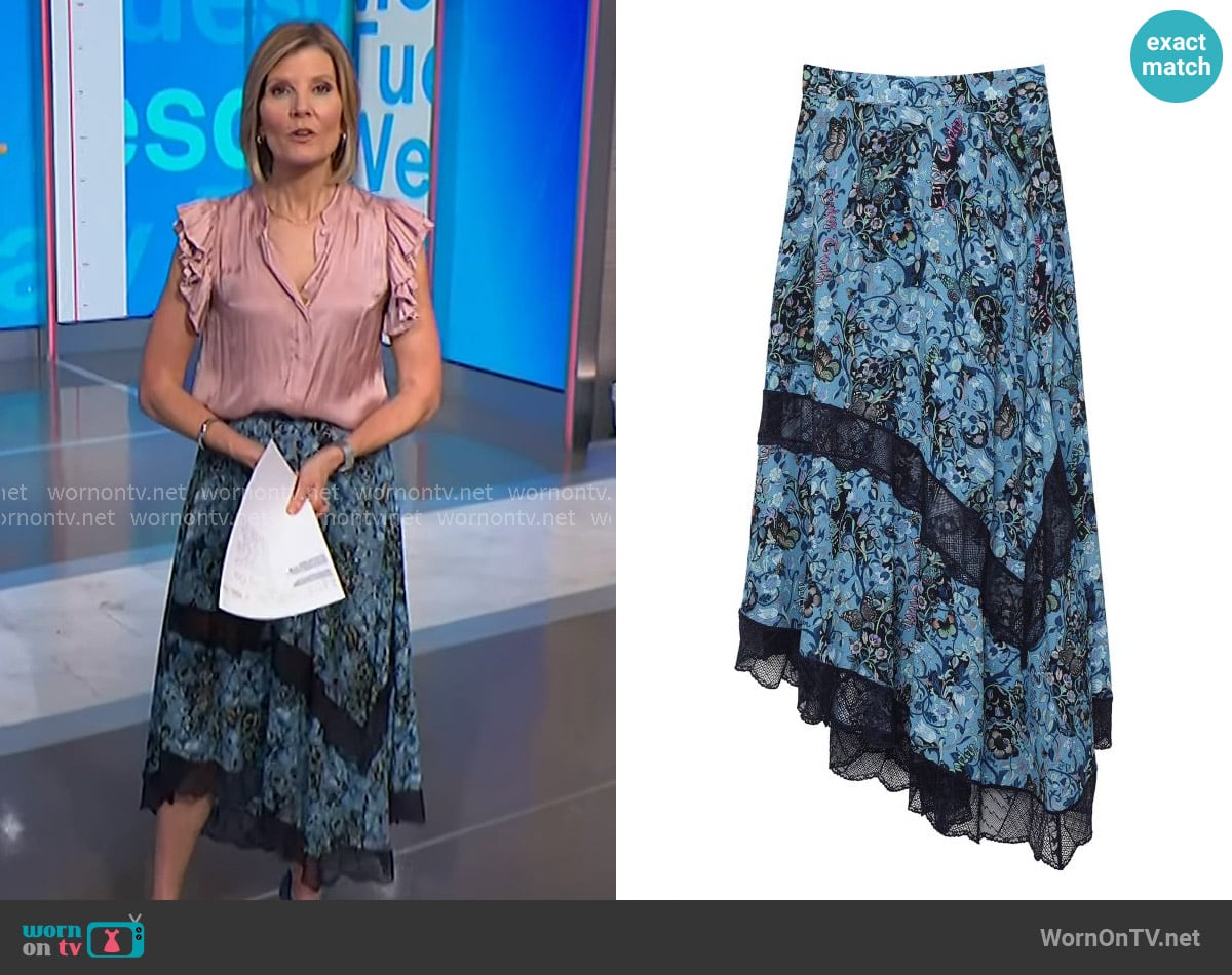 Zadig & Voltaire Juliet Bohemian Midi Skirt worn by Kate Snow on NBC News Daily