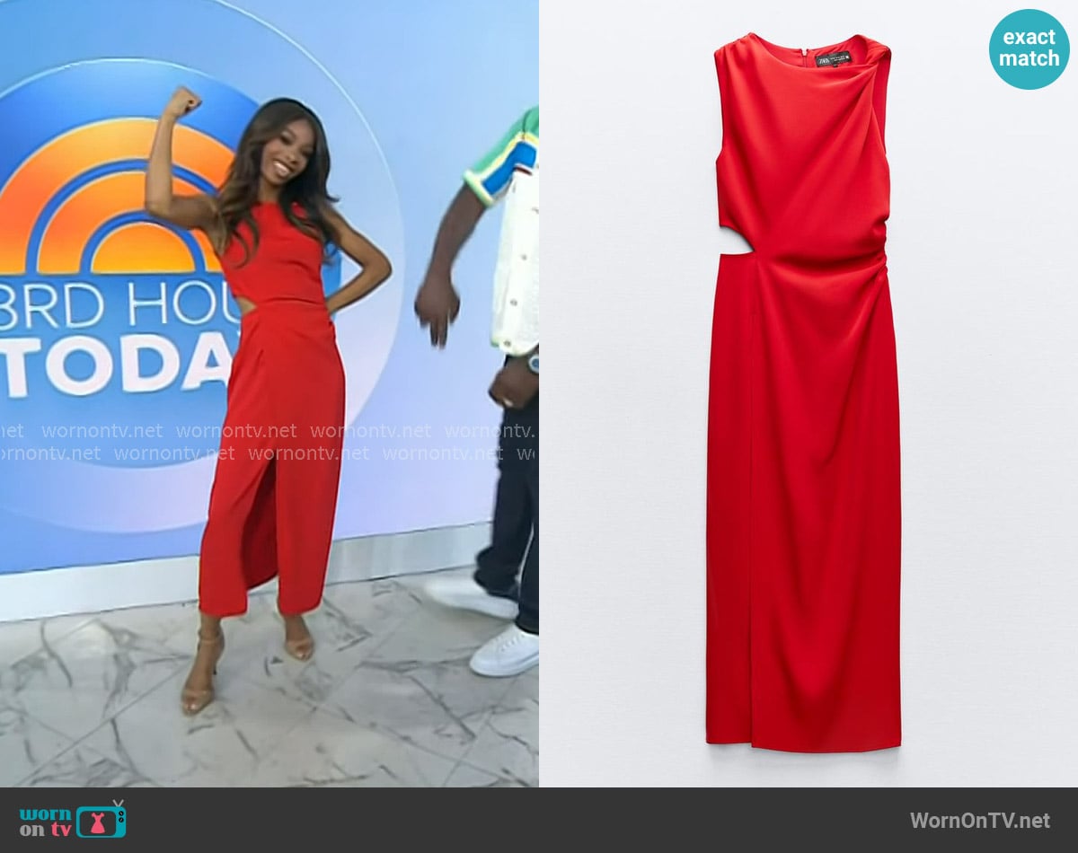 Zara Cut Out Ruched Dress worn by Zuri Hall on Today