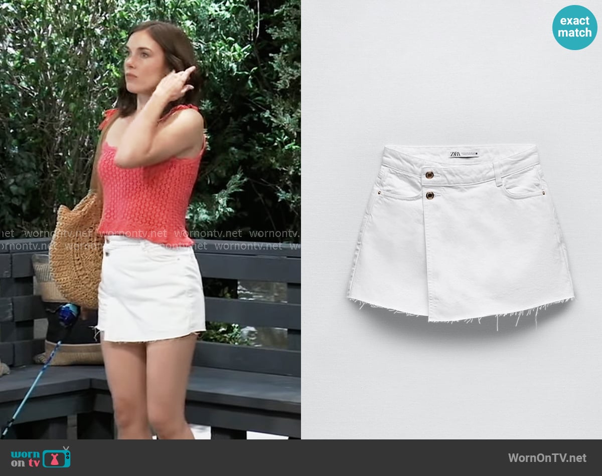 Zara Denim Skort worn by Willow Tait (Katelyn MacMullen) on General Hospital