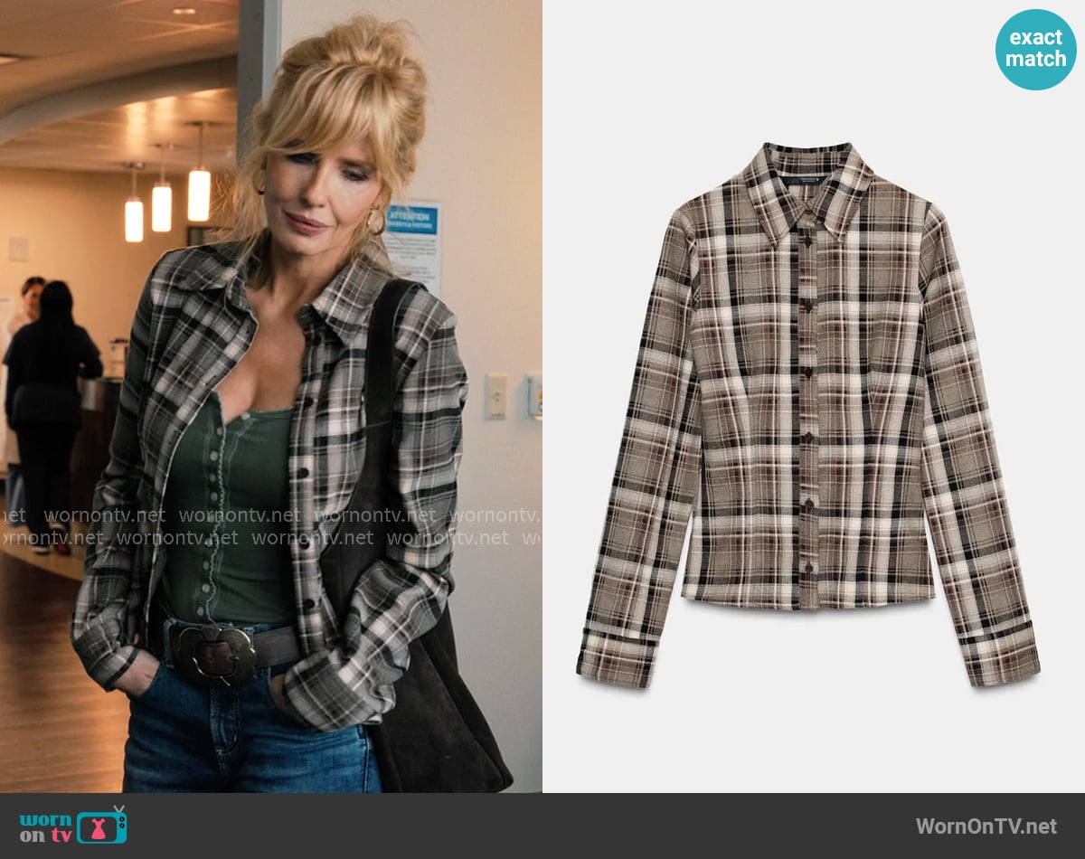 Zara Fitted Plaid Shirt worn by Beth Dutton (Kelly Reilly) on Dutton Ranch